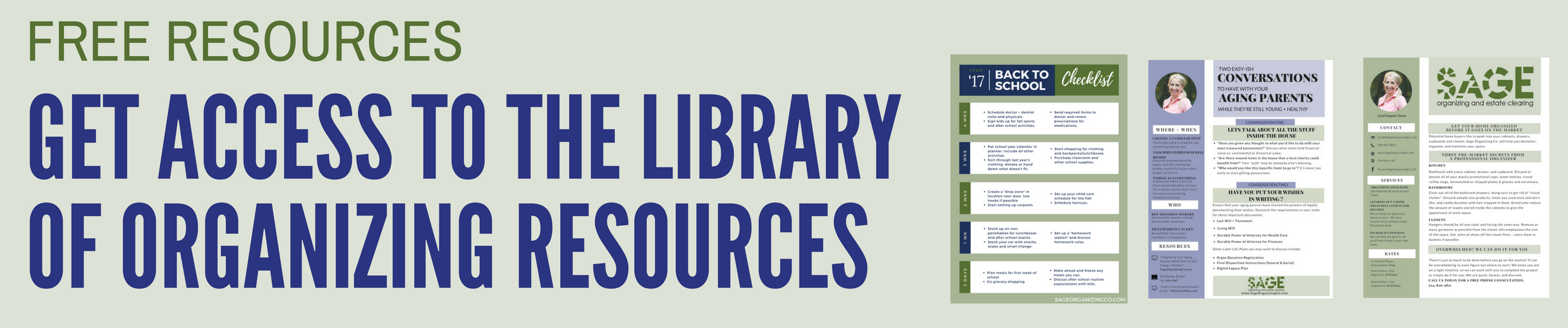 Free Library of Organizing Resources - www.SageOrganizingCo.com